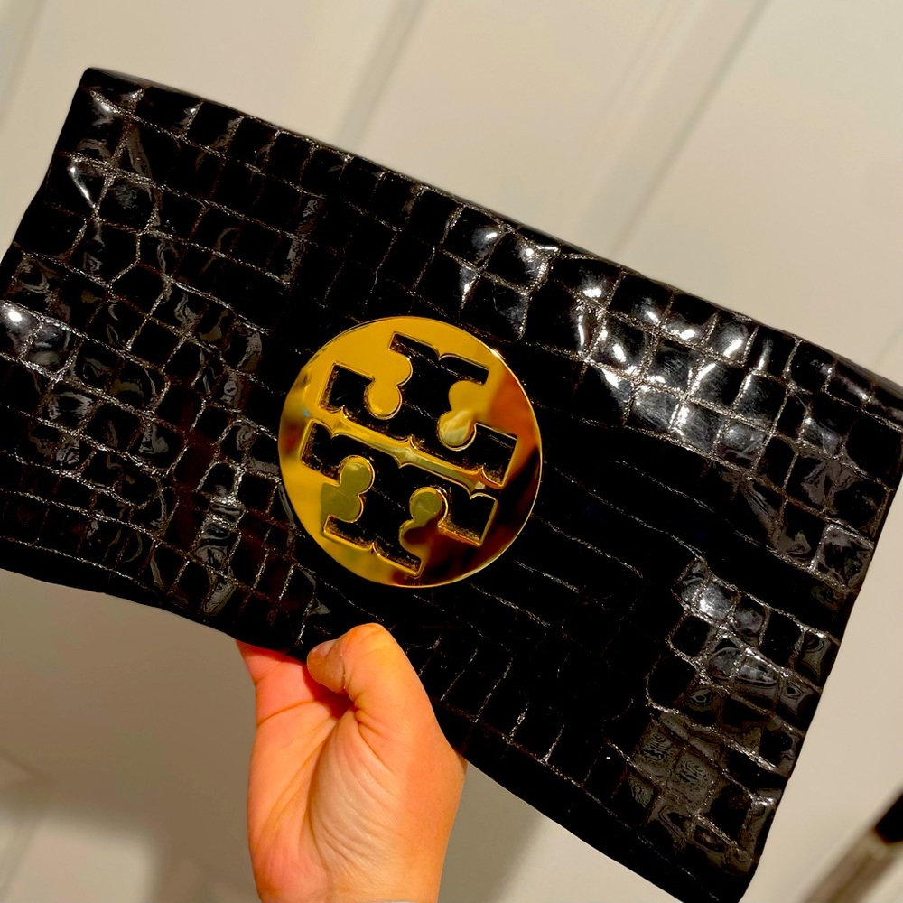 Tory Burch Croc Embossed Clutch
